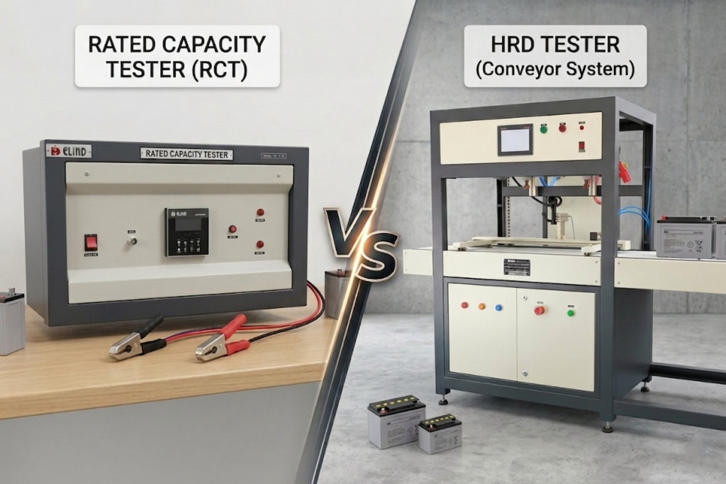 ELIND HRD tester vs capacity tester, ELIND battery testing instruments for production QC and lab use