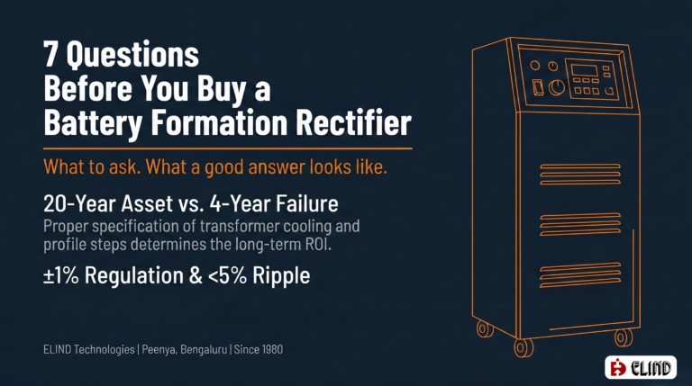 7 questions to ask a battery formation rectifier manufacturer before placing the purchase order, ELIND Technologies buyer guide